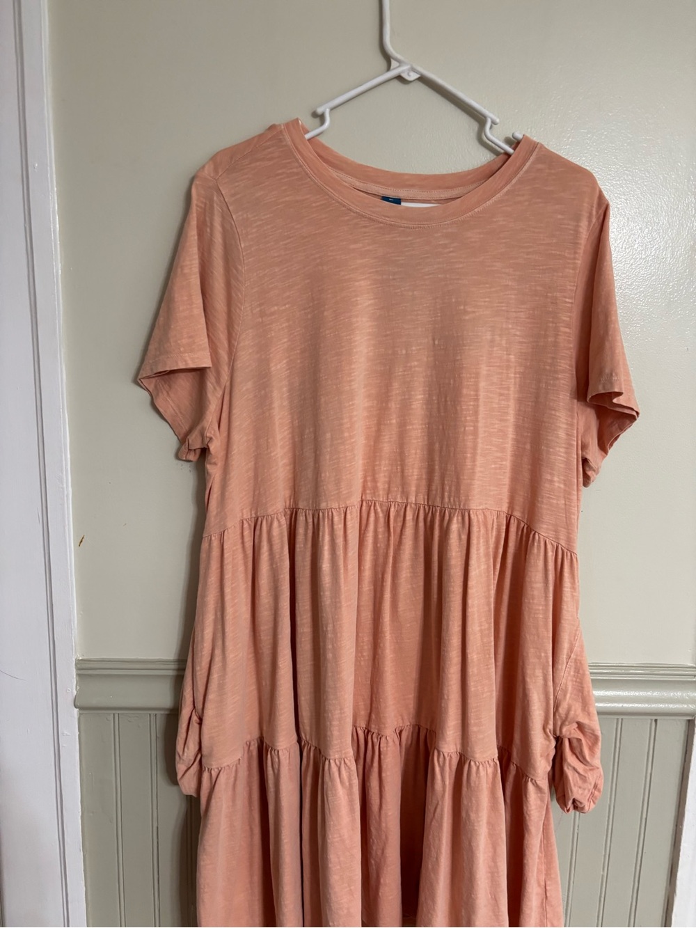Old Navy Peach Short Sleeve Tiered Knit Dress